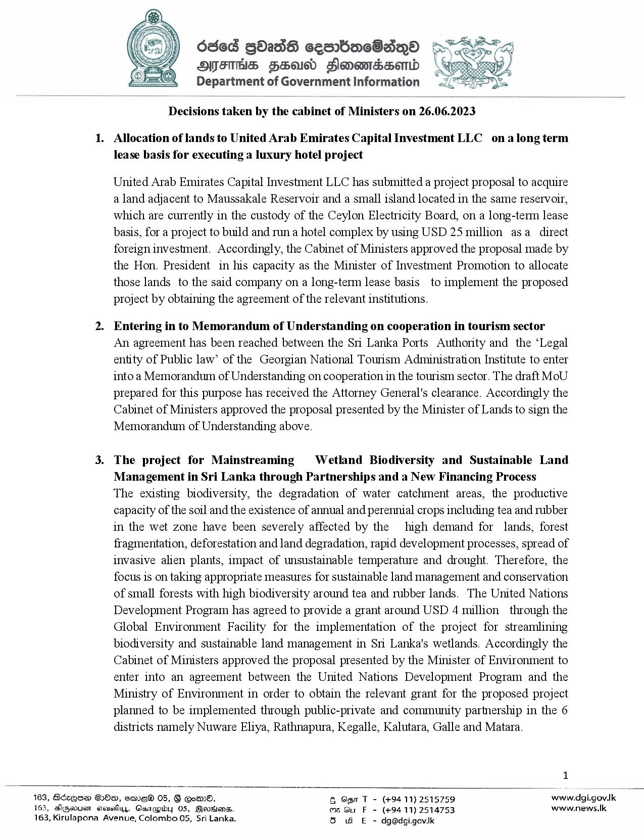 Cabinet Decisions on 26.06.2023 English page 001