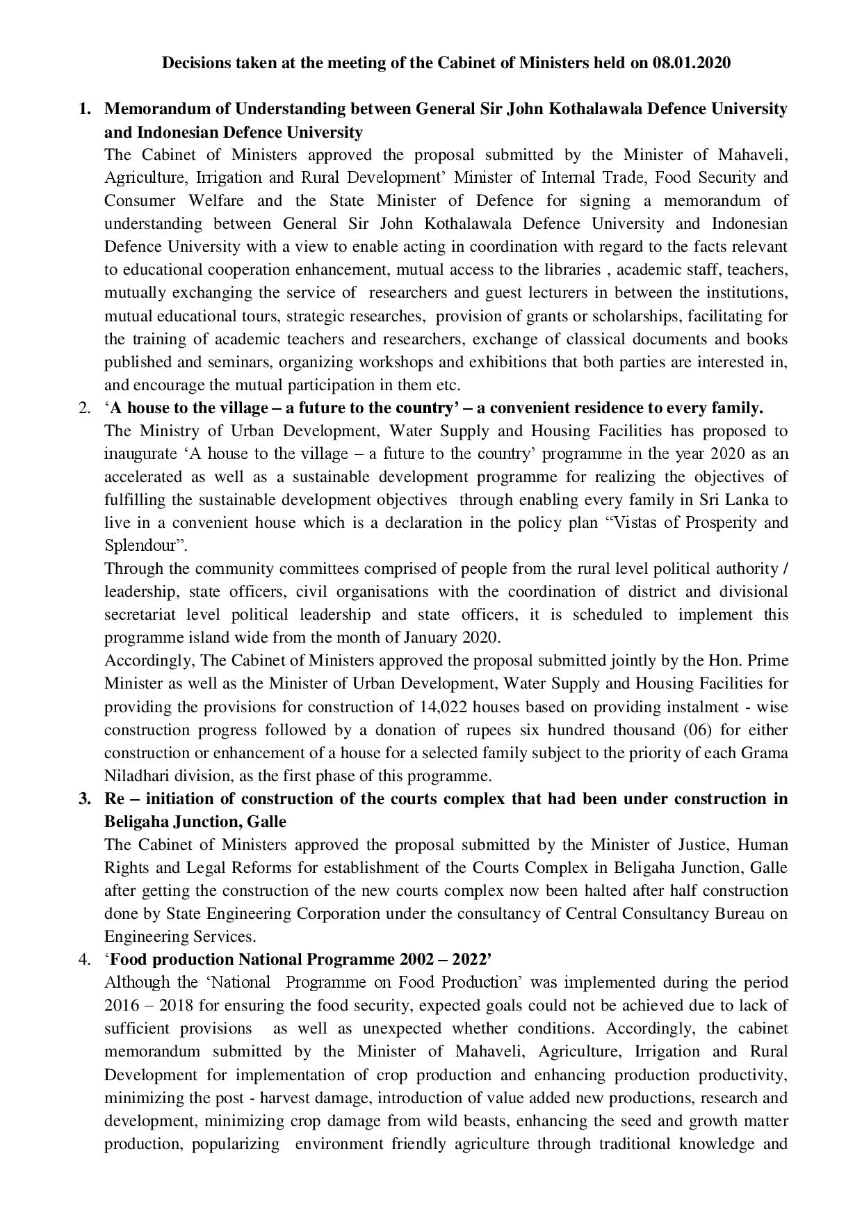 1 EDecisions taken at the meeting of the Cabinet of Ministers held on 08.01.2020 5 page 001