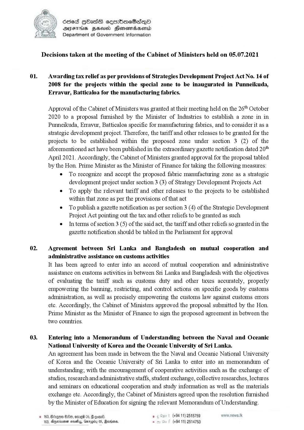 Cabinet Decisions on 05.07.2021 English page 001