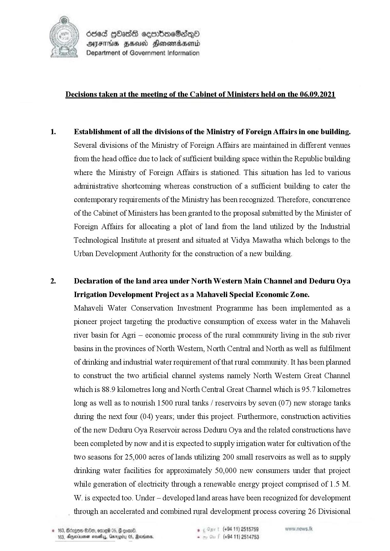 Cabinet Decisions on 06.09.2021 English page 001