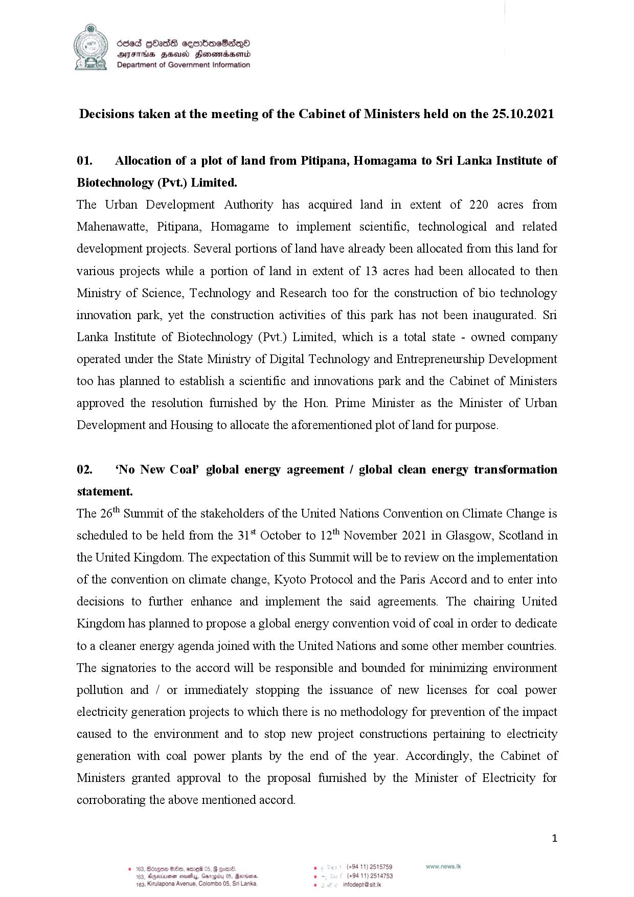 Cabinet Decisions on 25.10.2021 E page 001