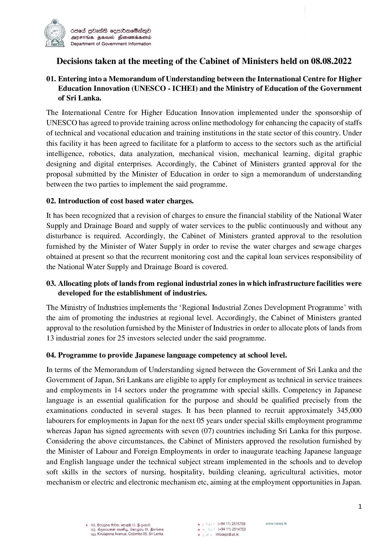 Cabinet Decisions on 08.08.2022 E page 001